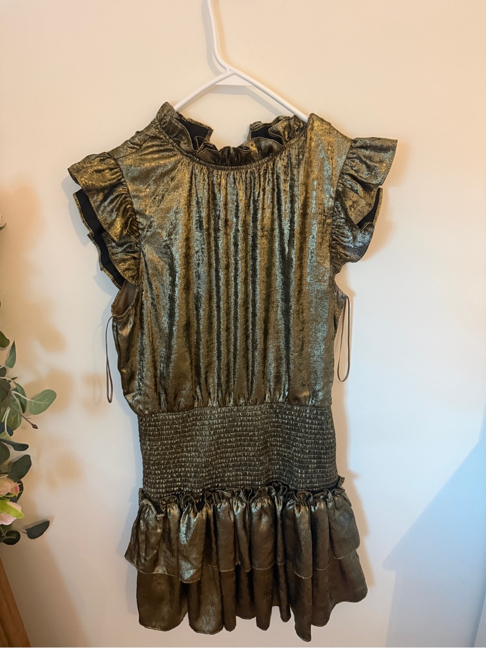 Gold Bubble Dress with ruffle
